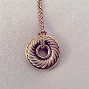 David Yurman silver and gold-tone disc pendant necklace